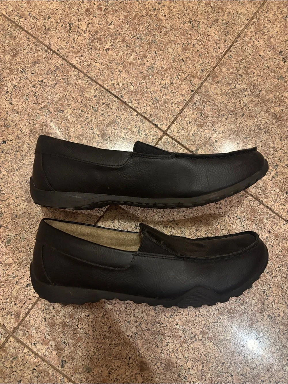 PLACE Boys Black Leather Slip-On Loafers